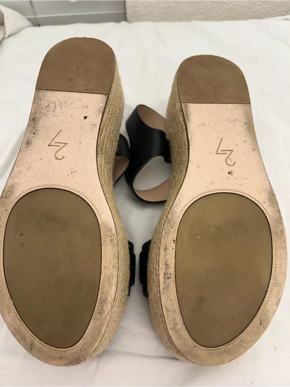 27 EDIT Black Platform Espadrille Sandals with Gold Buckles